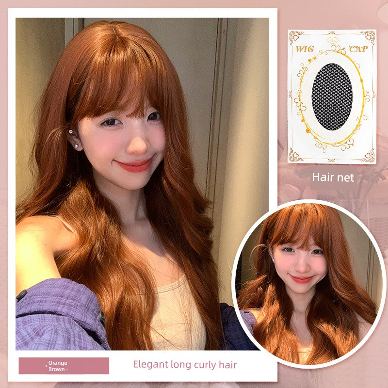 Manzhen Wig Female Hair Curly Long Hair Daily Internet Hot New Nature Realistic White Cute Bangs Full-Head Wig