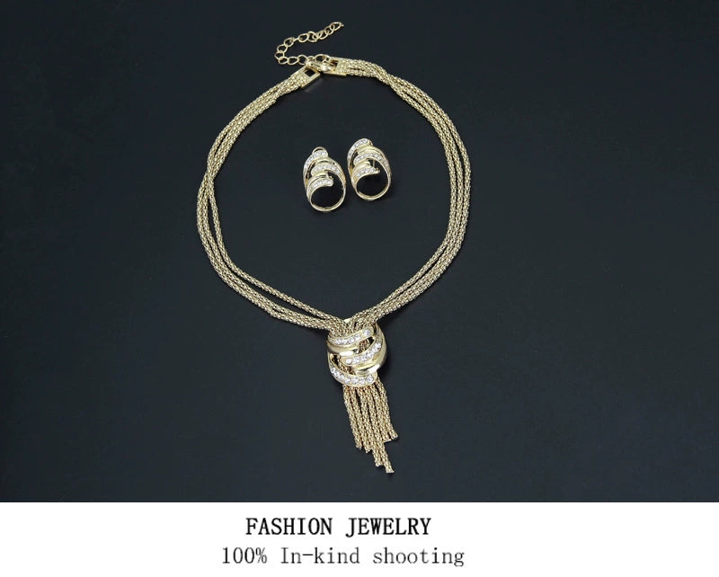 Necklace, Bracelet, Earrings, Ring, Jewelry Set, Four Pieces