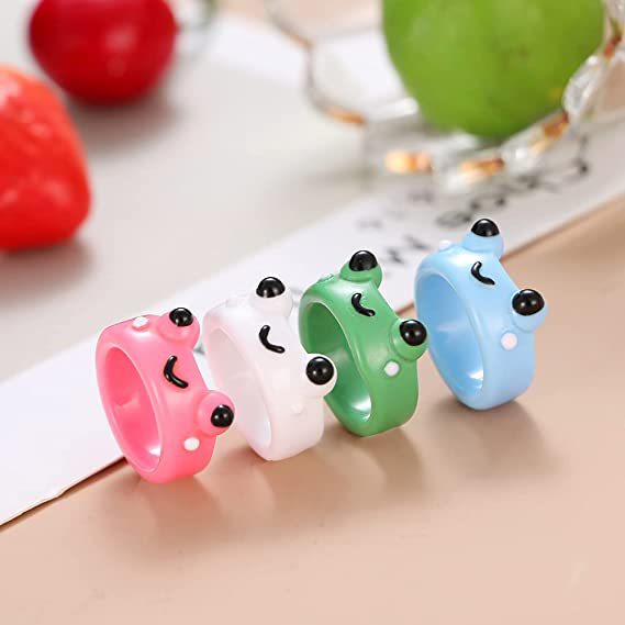 New Cartoon Frog Rings for Men Fashion Cute Frog Resin Women's Ring Acrylic Animal Band Jewelry Couple Rings