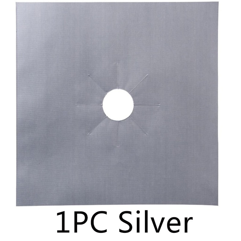 Silver square fabric with central circular cutout and radial slits for gardening or landscaping use