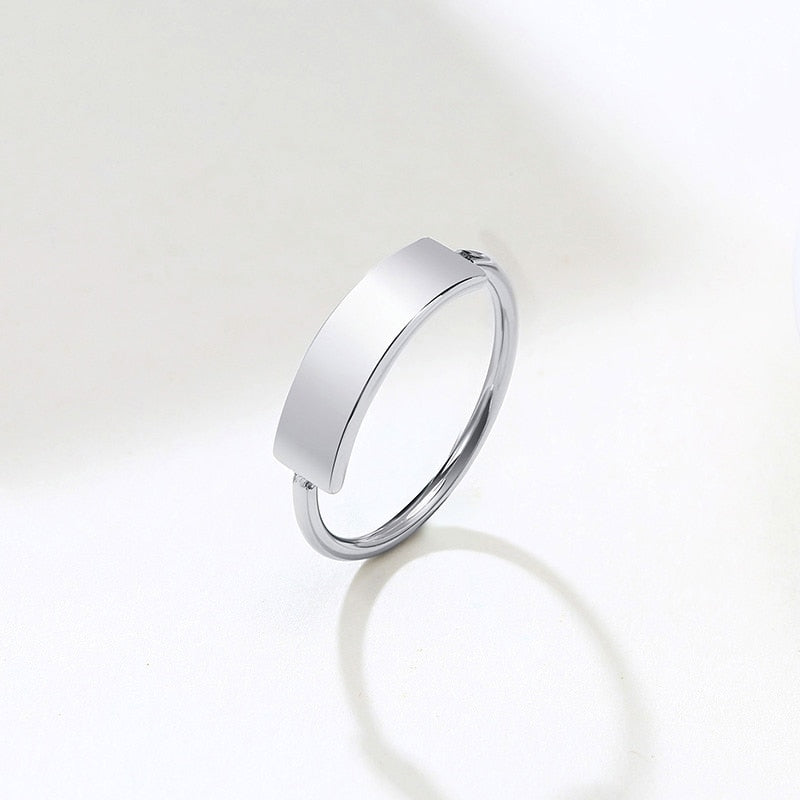 Minimalist Rectangle Signet Ring for Women Personalized Name Stamp Band Gold Tone Stainless Steel Jewelry Custom Initial Gift - Heavenly shershelle