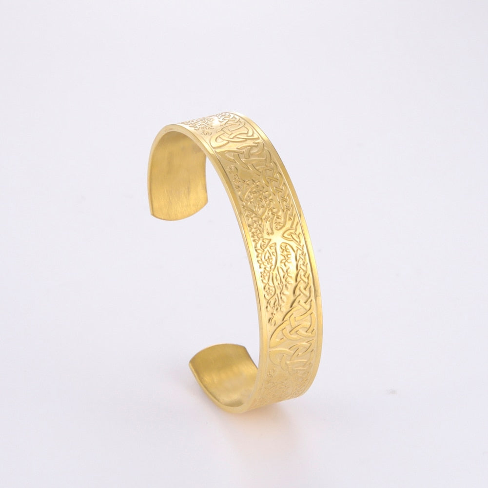 Stainless Steel Norse Vikings Runes Bracelet for Men Celtics Knots Tree Of Life Magnetic Cuff Bracelet Vintage Couples Jewelry - Heavenly shershelle
