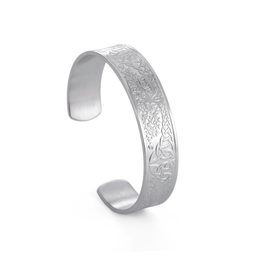 Stainless Steel Norse Vikings Runes Bracelet for Men Celtics Knots Tree Of Life Magnetic Cuff Bracelet Vintage Couples Jewelry - Heavenly shershelle
