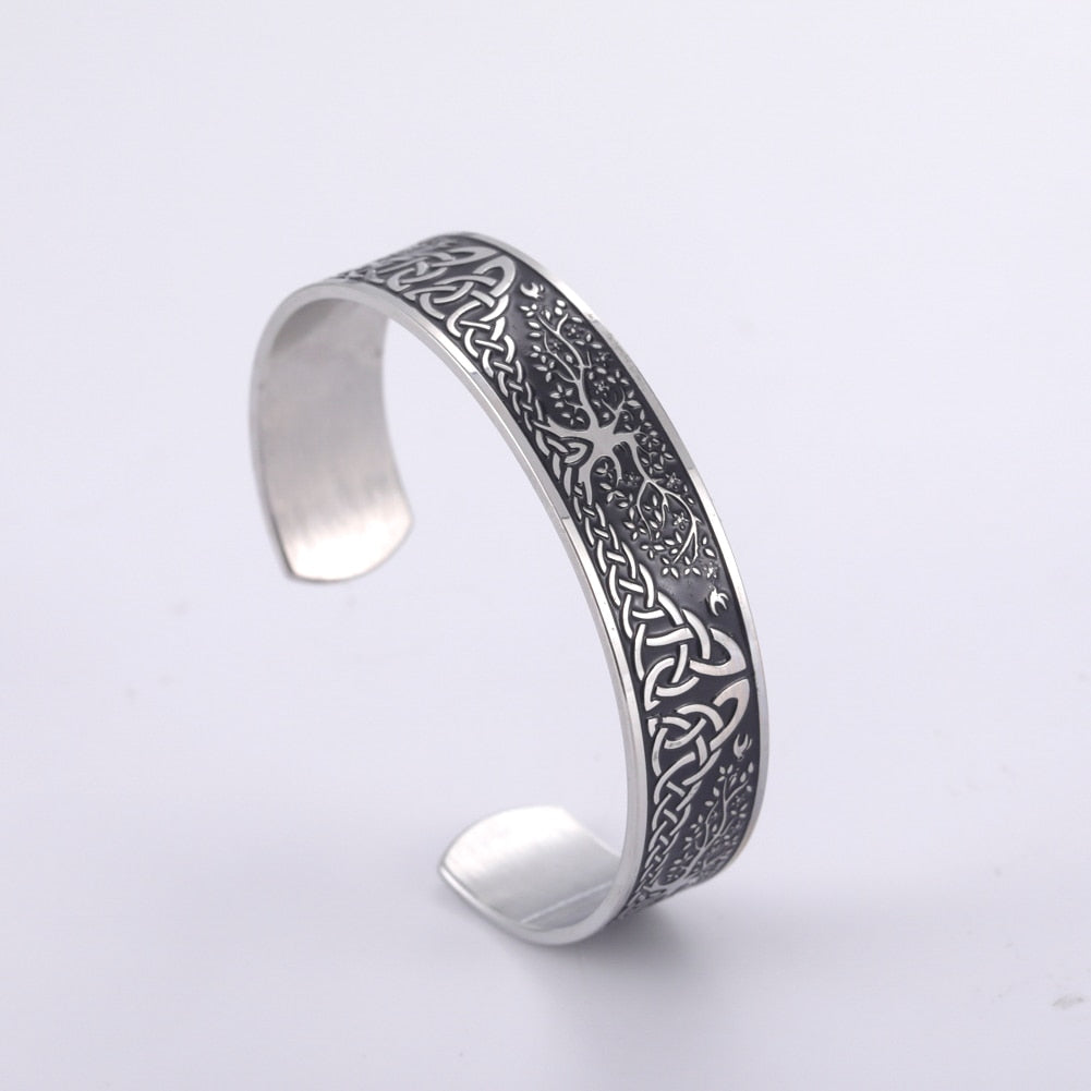 Stainless Steel Norse Vikings Runes Bracelet for Men Celtics Knots Tree Of Life Magnetic Cuff Bracelet Vintage Couples Jewelry - Heavenly shershelle
