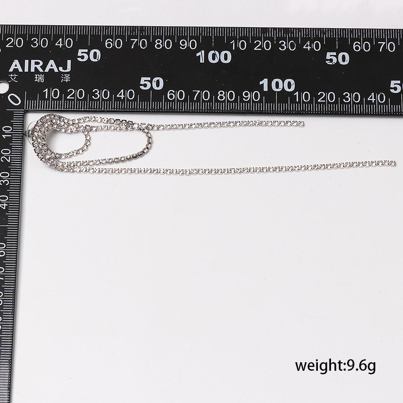 New Long Crystal Tassel Drop Earrings for Women Rhinestone Shiny Hanging Dangle Earrings Wedding Party Jewelry Gift 2022 - Heavenly shershelle