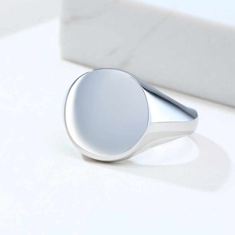 Minimalist Rectangle Signet Ring for Women Personalized Name Stamp Band Gold Tone Stainless Steel Jewelry Custom Initial Gift - Heavenly shershelle