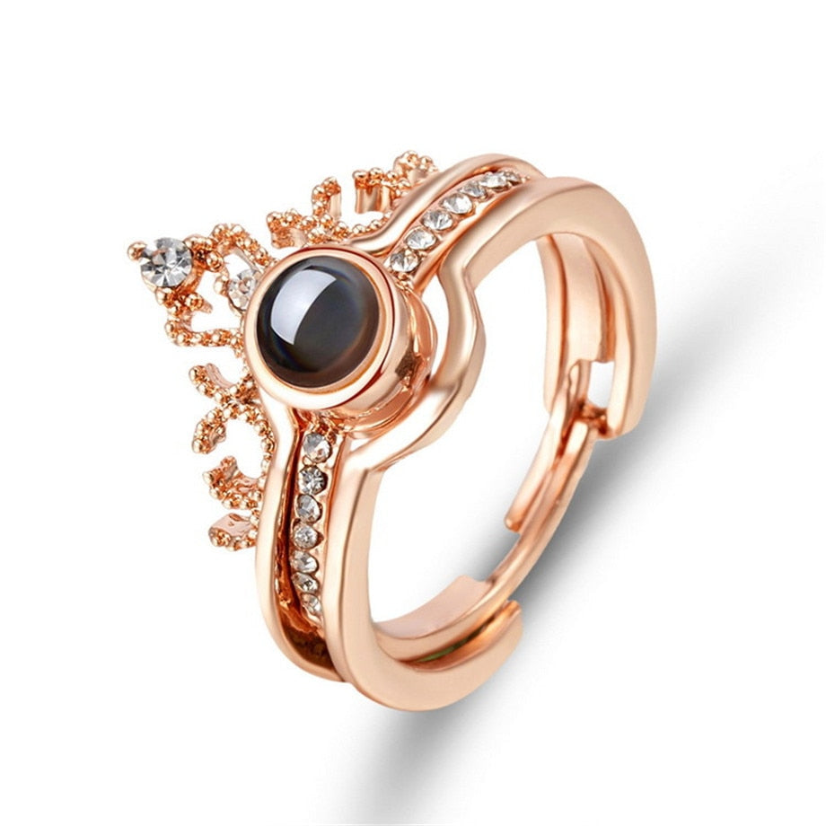 Engraved I LOVE YOU In 100 Languages Rings Rose Gold Fashion Romantic Love Memory Wedding Women Jewelry For Lover Gift