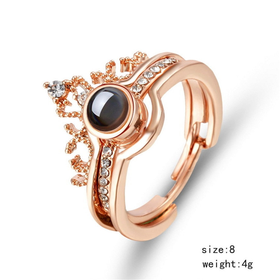 Engraved I LOVE YOU In 100 Languages Rings Rose Gold Fashion Romantic Love Memory Wedding Women Jewelry For Lover Gift