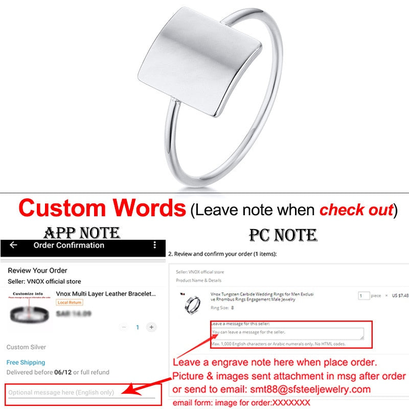 Minimalist Rectangle Signet Ring for Women Personalized Name Stamp Band Gold Tone Stainless Steel Jewelry Custom Initial Gift - Heavenly shershelle