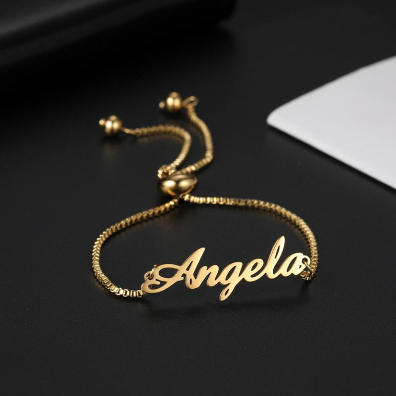 Lemegeton Custom Name Bracelet For Women Personalized Bracelet with Children's Baby Name Stainless Steel Customized Jewelry Gift