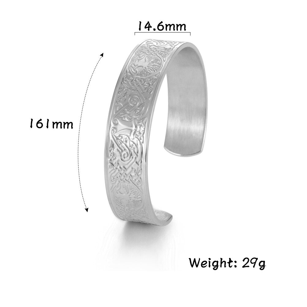Stainless Steel Norse Vikings Runes Bracelet for Men Celtics Knots Tree Of Life Magnetic Cuff Bracelet Vintage Couples Jewelry - Heavenly shershelle