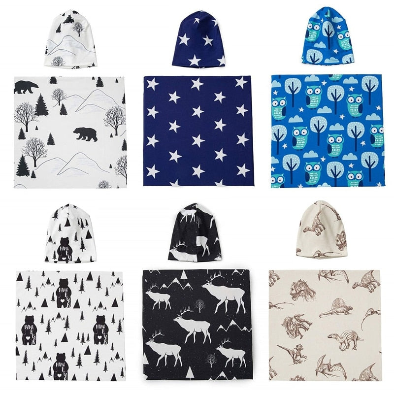 2Pcs Newborn Baby Printing Receiving Blanket Hat Set Infants Swaddle Wrap Sleeping Bag Hair Band Kit