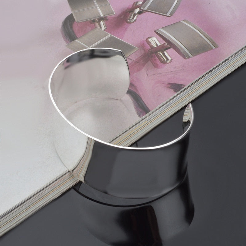 XIYANIKE Silver Color  Classic Simple Extra Large Opening Bangles & Bracelet For Women Wedding Charming Jewelry Accessorie