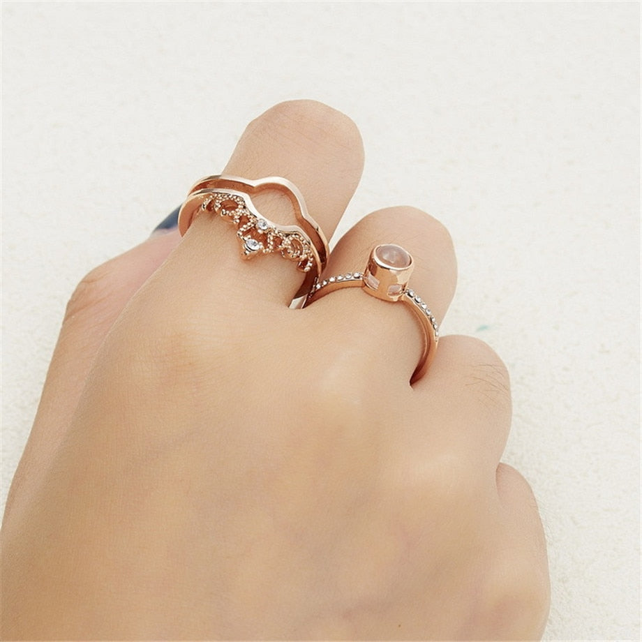 Engraved I LOVE YOU In 100 Languages Rings Rose Gold Fashion Romantic Love Memory Wedding Women Jewelry For Lover Gift