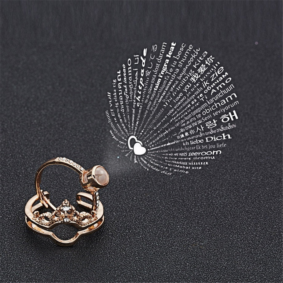 Engraved I LOVE YOU In 100 Languages Rings Rose Gold Fashion Romantic Love Memory Wedding Women Jewelry For Lover Gift