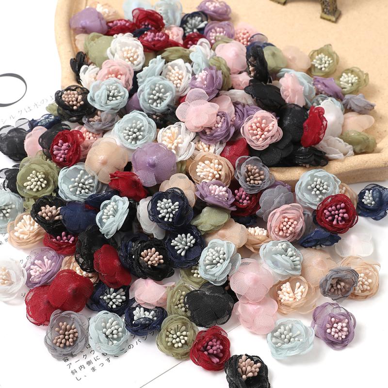Artificial Mini Yarn Fabric Flower Fake Flower Clothing Shoes and Hat Decoration Material Hairpin Headdress DIY Handmade Accessories