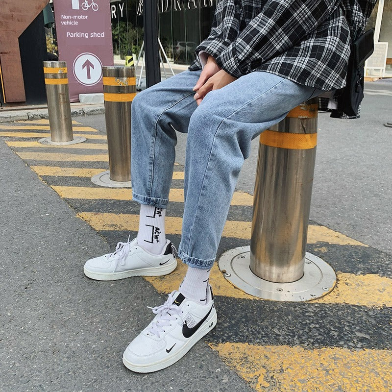 Summer Men's Slim Simple Denim Daddy Pants Men's Slim-Fitting Simple Denim Daddy Pants