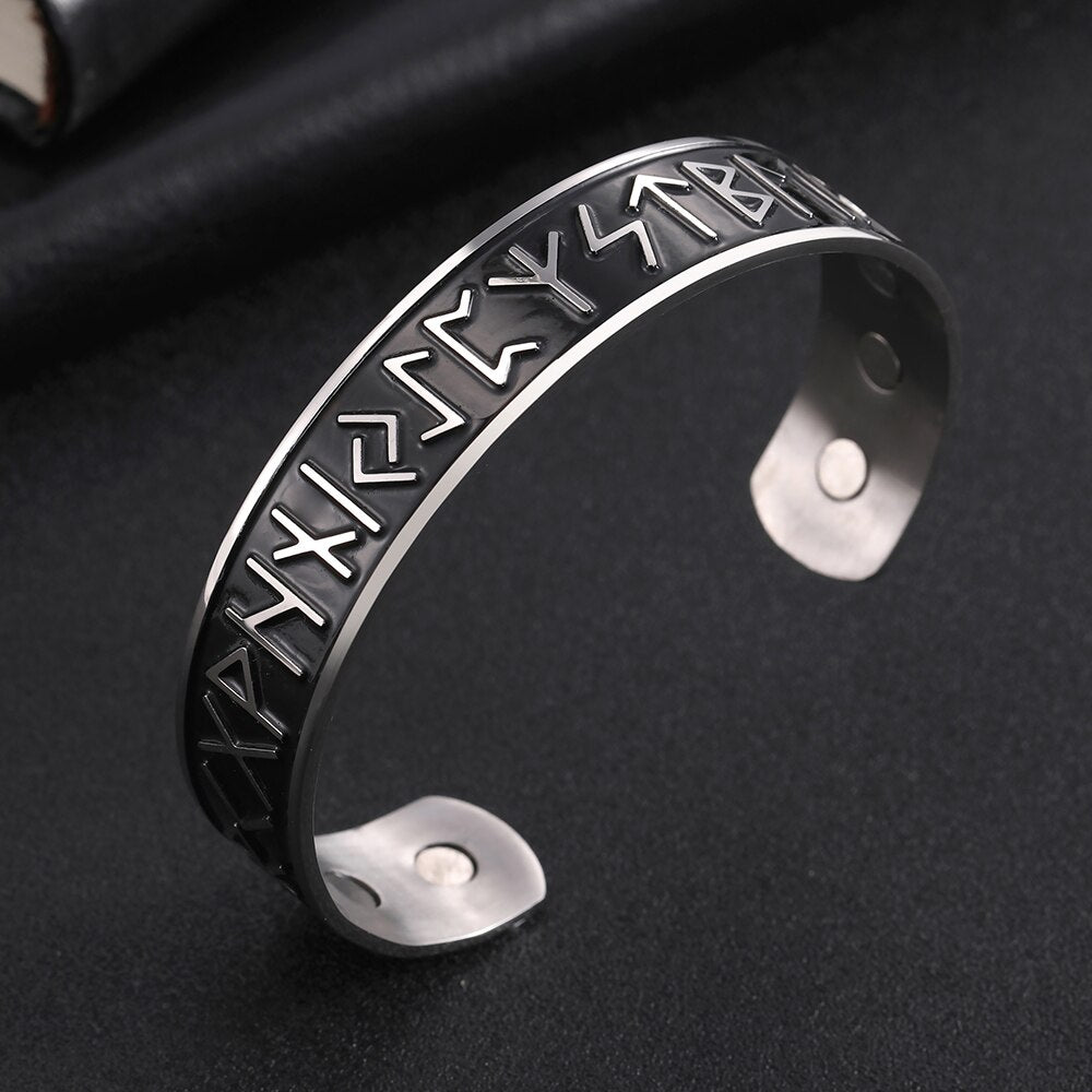 Stainless Steel Norse Vikings Runes Bracelet for Men Celtics Knots Tree Of Life Magnetic Cuff Bracelet Vintage Couples Jewelry - Heavenly shershelle
