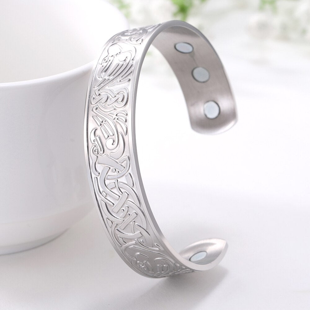 Stainless Steel Norse Vikings Runes Bracelet for Men Celtics Knots Tree Of Life Magnetic Cuff Bracelet Vintage Couples Jewelry - Heavenly shershelle