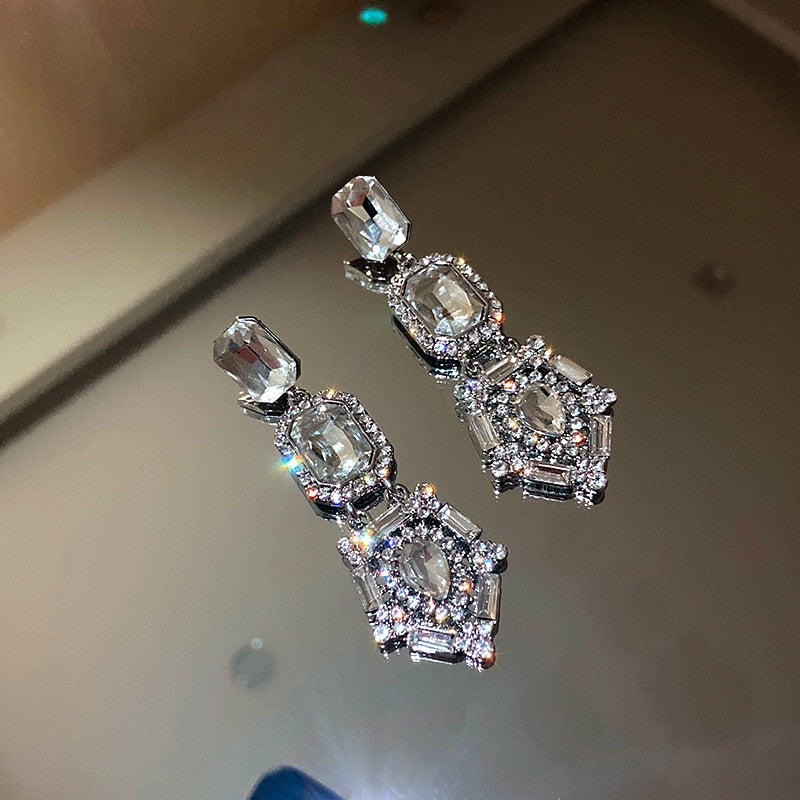 New Long Crystal Tassel Drop Earrings for Women Rhinestone Shiny Hanging Dangle Earrings Wedding Party Jewelry Gift 2022 - Heavenly shershelle